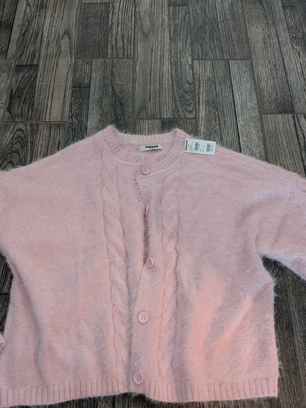 rag & bone Soft Pink Cable-Front Button Cardigan
